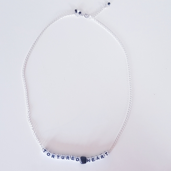 Tortured Heart Necklace Hand Crafted Black and White - Picture 8 of 14